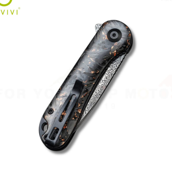 มีดพับ CIVIVI Elementum ใบมีด Damascus 2.96 นิ้ว ด้าม Carbon Fiber & Resin ระบบ Liner Lock Flipper Knife รุ่น C907C-DS