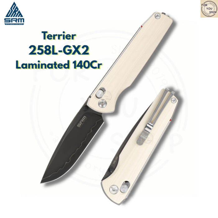 มีดพับ SRM Terrier 258L ใบมีด D2 / 140Cr Laminated 3.65 นิ้ว ด้าม G10 / Micarta ระบบ Crossbar Lock