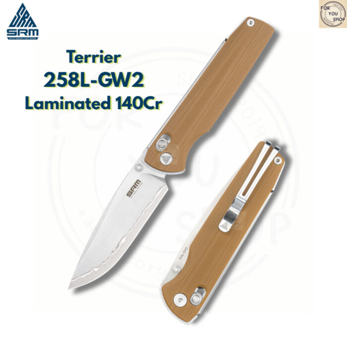 มีดพับ SRM Terrier 258L ใบมีด D2 / 140Cr Laminated 3.65 นิ้ว ด้าม G10 / Micarta ระบบ Crossbar Lock