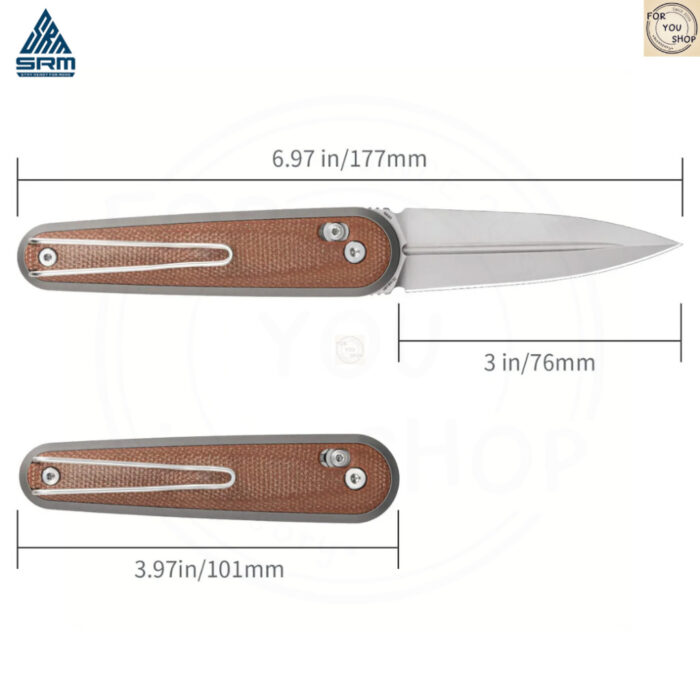 มีดพับ SRM Twin 251MB ใบมีด N690 2.99นิ้ว ด้าม G10 / Micarta ระบบ Crossbar Lock ลูกปืนเซรามิก EDC