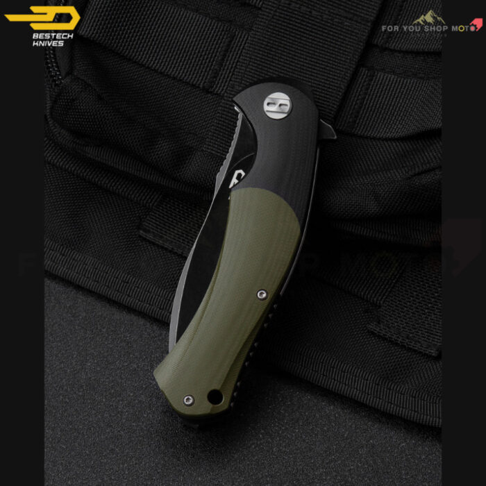 [BESTECH PENGUIN] (BG32E) มีดพับพกพาเกรดพรีเมียม ใบมีด 3.35 นิ้ว เหล็ก D2 ด้ามจับ G10 (ดำ-เขียว)