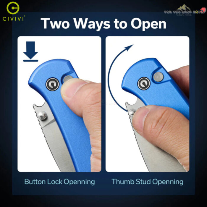 มีดพับ CIVIVI Qubit ใบมีด 14C28N / Damascus 2.98นิ้ว ด้าม Aluminum ระบบ Button Lock & Thumb Stud EDC รุ่น C22030E