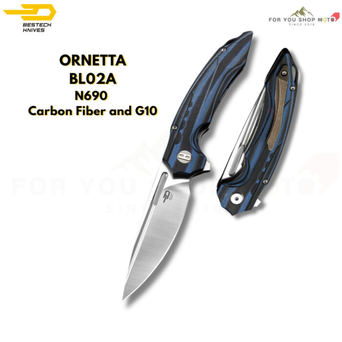 (มีส่งด่วน) มีดพับ Bestech Ornetta (BL02) ใบมีด N690 3.54 นิ้ว ด้าม Carbon Fiber ผสม G10 (ของแท้)