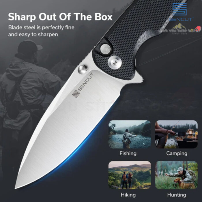 มีดพับ SENCUT Sachse ใบมีด 9Cr18MoV 3.47 นิ้ว ด้าม Micarta / G10 / ไม้ Guibourtia ระบบ Button Lock Flipper & Thumb Stud