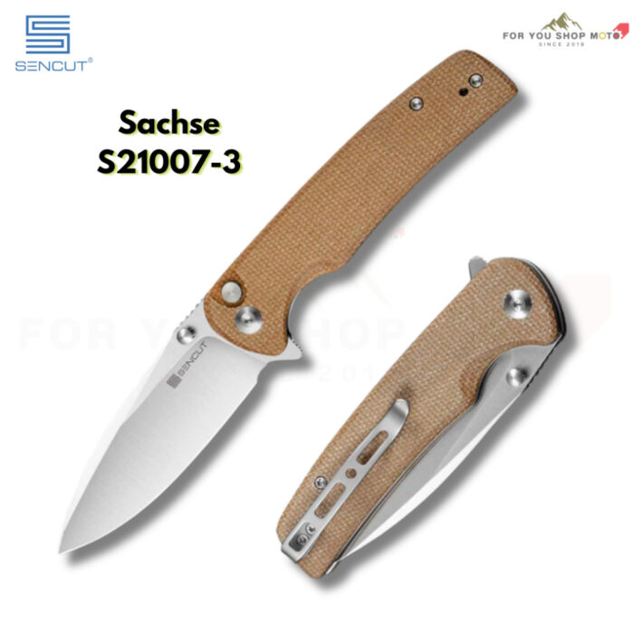 มีดพับ SENCUT Sachse ใบมีด 9Cr18MoV 3.47 นิ้ว ด้าม Micarta / G10 / ไม้ Guibourtia ระบบ Button Lock Flipper & Thumb Stud