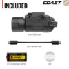 COAST PTX30R ไฟฉายติดราง 500 Lumens 27,300 Candela Tru-Fit ชาร์จ USB-C กันน้ำ IP54 Ultra-Range Spot Beam