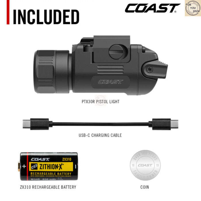 th-11134207-81ztf-mrmqs3b6thj5a3.jpg COAST PTX30R ไฟฉายติดราง 500 Lumens 27,300 Candela Tru-Fit ชาร์จ USB-C กันน้ำ IP54 Ultra-Range Spot Beam