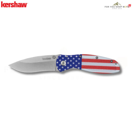 มีดพับ Kershaw Blur USA Flag (รุ่น 1670USA) ด้ามลายธงชาติสหรัฐฯ ใบ Stonewash เหล็ก 14C28N แท้ Made in USA