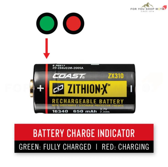 COAST ZX310 ถ่านชาร์จ 3.7V (850mAh) ชาร์จ USB-C ในตัว สำหรับไฟฉาย แท้ 100% ถ่านชาร์จ Lithium-Ion ขนาด 16340