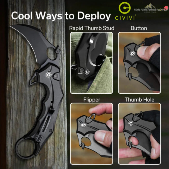 มีดพับ CIVIVI Incisor II Karambit ใบมีด Nitro-V / Damascus 2.02 นิ้ว ด้าม Aluminum ระบบ Button Lock EDC