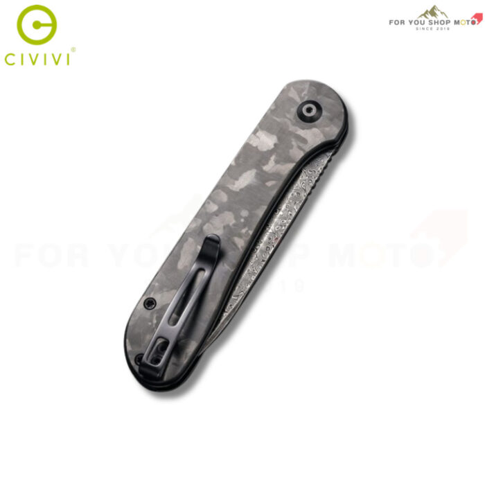 มีดพับ CIVIVI Button Lock Elementum ใบมีด Damascus 3.47 นิ้ว ด้าม Carbon Fiber Pocket Knife EDC รุ่น C2103DS-3
