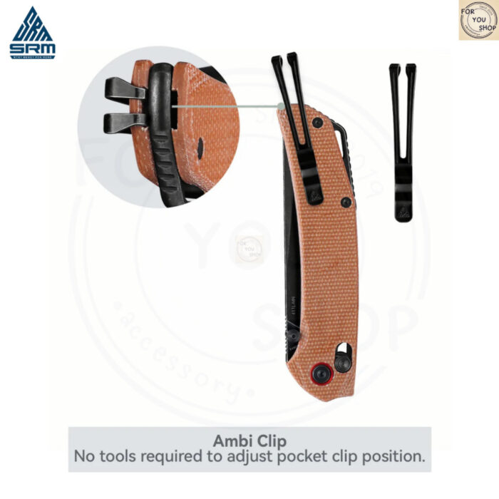 มีดพับ SRM Asika 411L-MN ใบมีด 14C28N ขนาด 3.46 นิ้ว ทรง Clip Point ด้าม Micarta ระบบ Crossbar Lock
