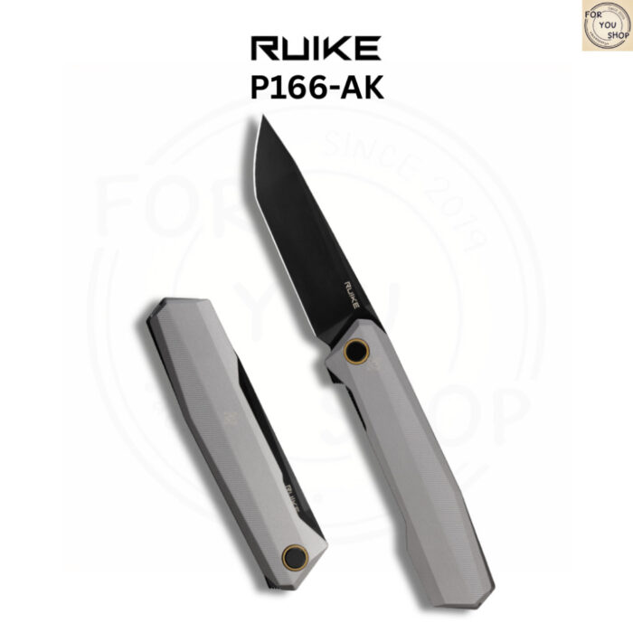 มีดพับ RUIKE P166-AK ใบมีด Tanto 3.62นิ้ว เหล็ก 14C28N เคลือบดำ ด้าม Aluminum สีเงิน Liner Lock EDC Knife
