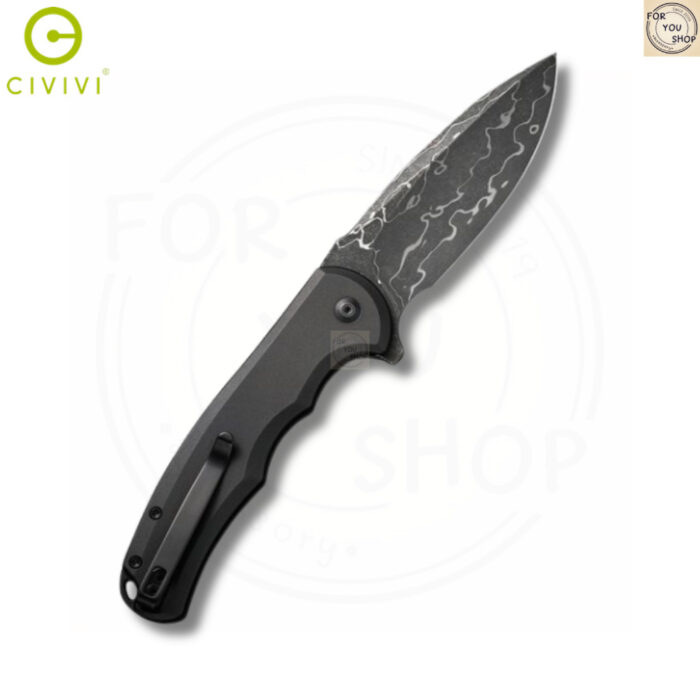 มีดพับ CIVIVI Button Lock Praxis ใบมีด Damascus 3.75นิ้ว ด้าม Aluminum ระบบ Button Lock C18026E-DS1