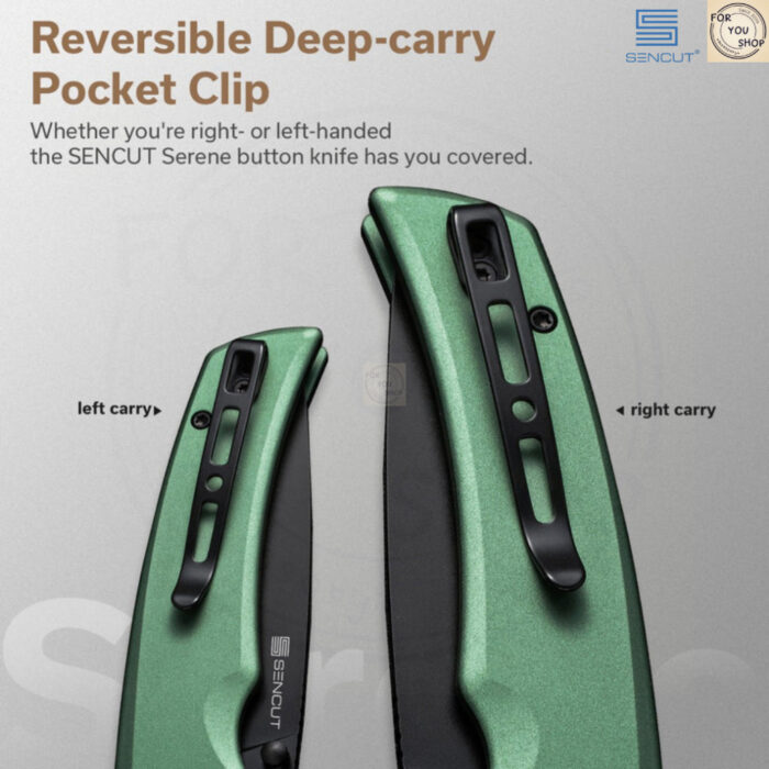 มีดพับ SENCUT Serene ใบมีด D2 3.48 นิ้ว ด้ามอลูมิเนียม Flipper & Button Lock & Thumb Stud EDC รุ่น S21022B