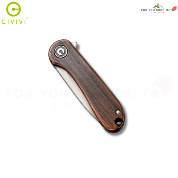 มีดพับ CIVIVI Mini Elementum ใบมีด Sandvik 14C28N 1.83 นิ้ว ด้าม Brass / Copper ระบบ Frame Lock มีดจิ๋ว มีดพับ EDC เล็ก