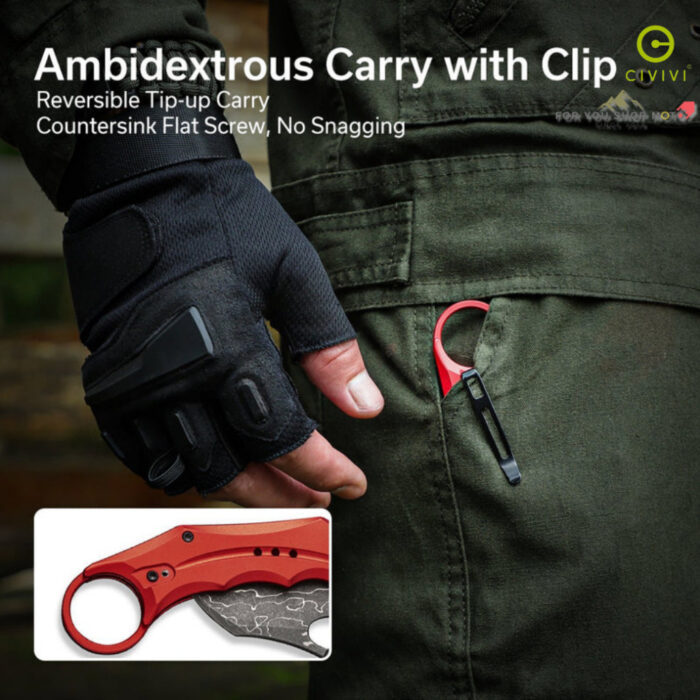 มีดพับ CIVIVI Incisor II Karambit ใบมีด Nitro-V / Damascus 2.02 นิ้ว ด้าม Aluminum ระบบ Button Lock EDC