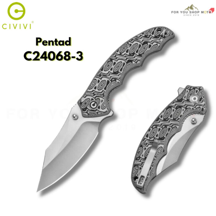 [New] มีดพับ CIVIVI Pentad ใบมีด Nitro-V / Damascus 3.48 นิ้ว ด้าม G10 / Micarta รุ่นใหม่ Flipper & Thumb Stud C24068