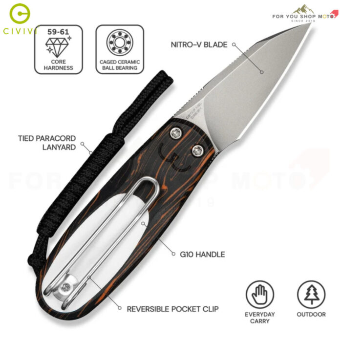 มีดพับ CIVIVI Purr EDC ใบมีด Nitro-V 1.83 นิ้ว ด้าม G10 Satin / Stonewashed Flipper & Slip Joint Knife