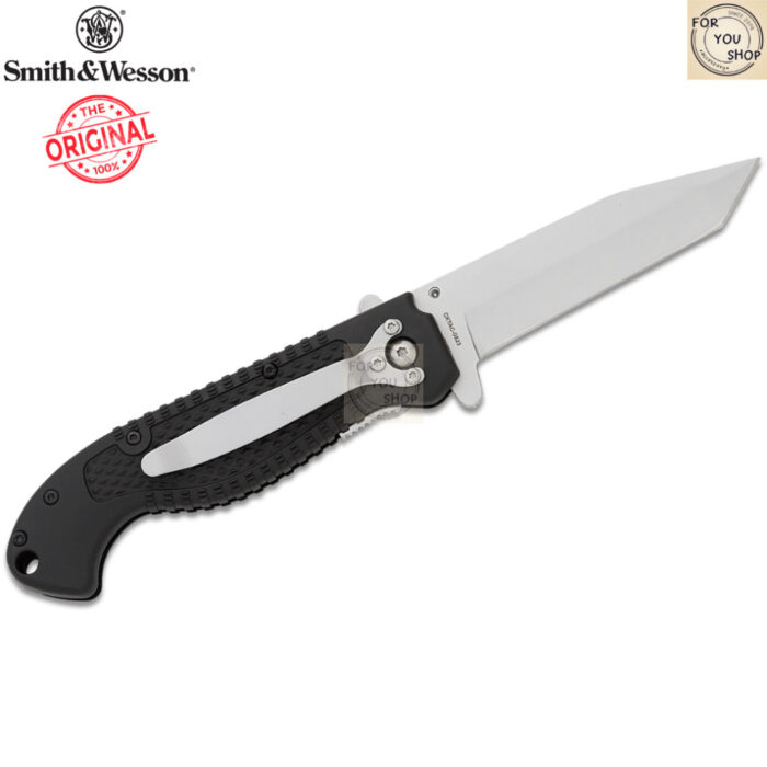 มีดพับ Smith&Wesson CKTAC ใบมีด Tanto 3.5" คมเรียบ ด้าม ABS Liner Lock สีดำ