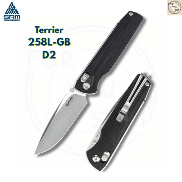มีดพับ SRM Terrier 258L ใบมีด D2 / 140Cr Laminated 3.65 นิ้ว ด้าม G10 / Micarta ระบบ Crossbar Lock