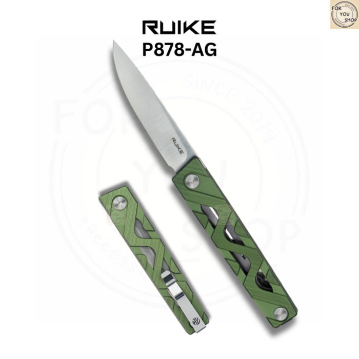th-11134207-81zth-mnpgq0vh8ef977-2.jpg มีดพับ RUIKE P878-AG ใบมีด 14C28N ขนาด 3.4นิ้ว ด้าม Aluminium สีเขียว ระบบ Liner Lock Flipper Knife
