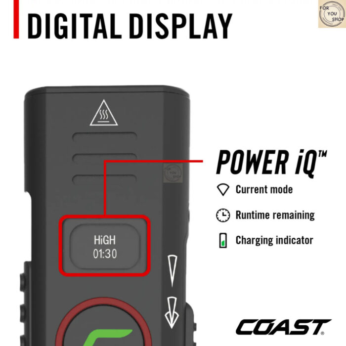 COAST Slayer Ultra ไฟฉายแรงสูง 2000 Lumens ชาร์จ USB-C ไฟฉาย EDC จอแบตเตอรี่ดิจิตอล POWERiQ แม่เหล็กในตัว