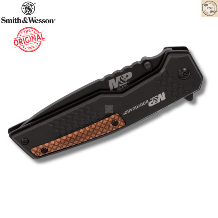 มีดพับ Smith&Wesson M&P Bodyguard ใบมีด 8Cr13MoV 3.625นิ้ว Tanto สีดำ ด้าม Aluminum ลายไม้ Liner Lock รุ่น 1085900