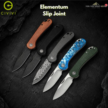 มีดพับ CIVIVI Elementum Slip Joint ใบมีด 14C28N / Damascus 2.96นิ้ว ด้าม G10 Micarta Wood Resin Carbon Fiber (C18062AJ)