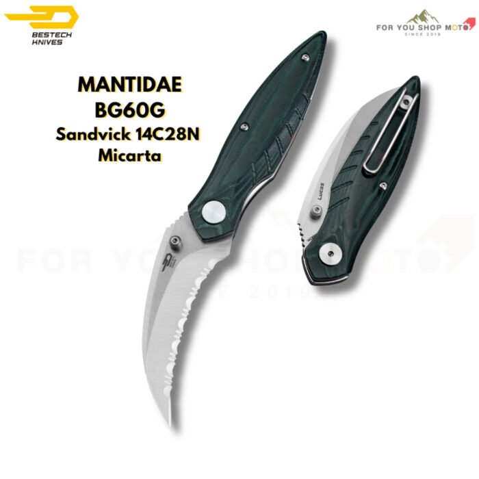 (มีส่งด่วน)BESTECH MANTIDAE (BG60 Series) - มีดพับ EDC ใบมีด 2.94" เหล็ก 14C28N ด้าม G10/Micarta ระบบ Liner Lock ลื่นไหล