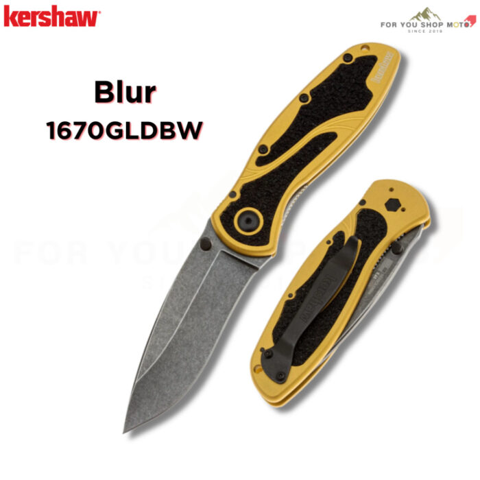 มีดพับ Kershaw Blur USA Made ใบมีด 14C28N / MagnaCut 3.4นิ้ว ด้าม Aluminum สี BlackWash / Gold / Navy Blue SpeedSafe EDC