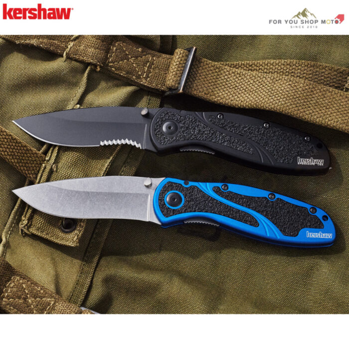 มีดพับ Kershaw Blur Navy Blue Stonewash (รุ่น 1670NBSW) ด้ามน้ำเงิน ใบ Stonewash เหล็ก 14C28N แท้ Made in U