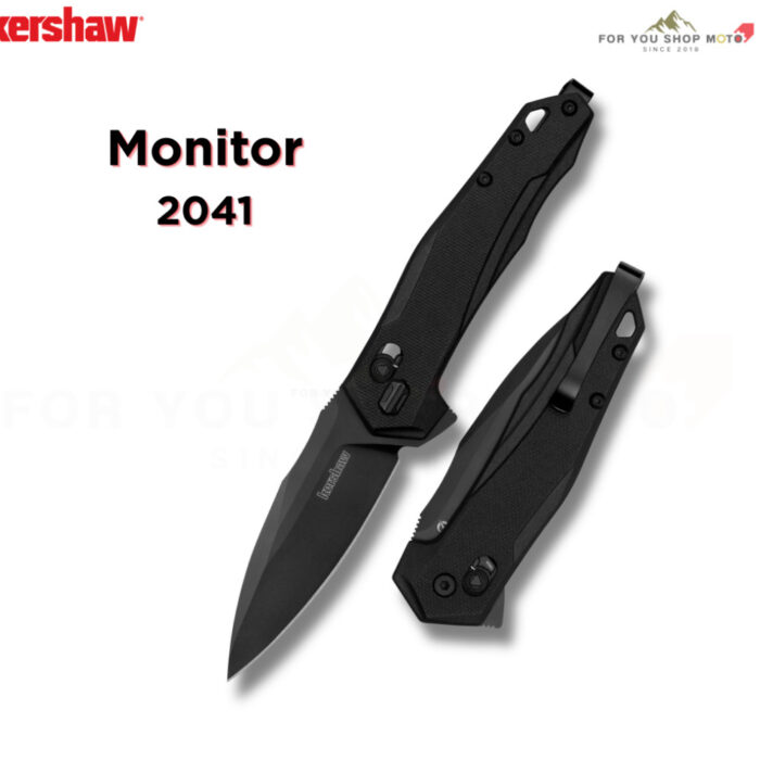 Kershaw 2041 Monitor DuraLock KVT Flipper มีดพับ EDC ใบมีด D2 Black Oxide 3 นิ้ว ด้าม GFN สีดำ ของแท้