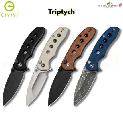 มีดพับ CIVIVI Triptych EDC ใบมีด 14C28N / Damascus 2.97 นิ้ว ด้าม G10 / Wood / Micarta ระบบ Button Lock Thumb Stud Flip