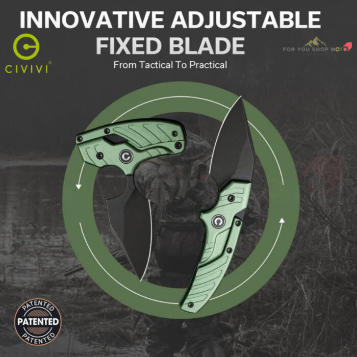 มีดพก CIVIVI Typhoeus Adjustable Fixed Blade ใบมีด 14C28N / Damascus 2.27 นิ้ว Dagger ด้าม G10 / Aluminum พร้อมซองหนังดำ