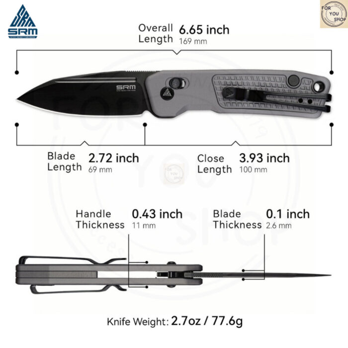 th-11134207-81zti-mn2p5zyk0bur92-1.jpg มีดพับ SRM Scout 7229 ใบมีด 14C28N 2.72 นิ้ว ด้าม G10 / Aluminum Crossbar Lock Invisible Flipper EDC
