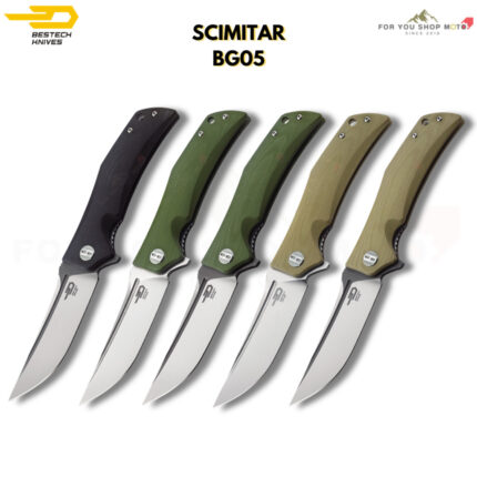 [BESTECH ] มีดพับรุ่น SCIMITAR (BG05 Series) ด้าม G10 ใบมีด D2 ทรง Trailing Point โค้งสวยเฉียบ ขนาด 3.5 นิ้ว