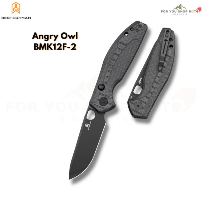 BESTECHMAN Angry Owl (BMK12 Series) - มีดพับ EDC ใบมีด 3.25" เหล็ก D2 ระบบ Button Liner Lock ด้าม G10 ดีไซน์ดุดัน