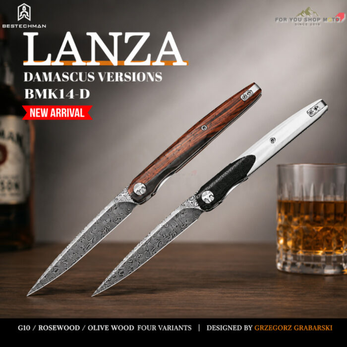 มีดพับ Bestechman Lanza (BMK14-D) ใบมีด 3.45 นิ้ว เหล็กดามัสกัส Damascus แท้ ดีไซน์โดย Grzegorz Grabarski (ด้าม G10 / ไม