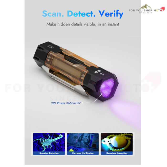 th-11134207-81zti-mrt9btfi4xdweb.jpg Wuben E8 ไฟฉายพกพา EDC 1300 Lumens + แสง UV 365nm ดีไซน์โมดูลาร์เปลี่ยนเพลทแม่เหล็กได้ กันน้ำ IP68