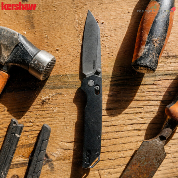Kershaw 2038R Iridium DuraLock KVT มีดพับ EDC ใบมีด D2 Reverse Tanto 3.4 นิ้ว ด้ามอลูมิเนียมดำ ของแท้