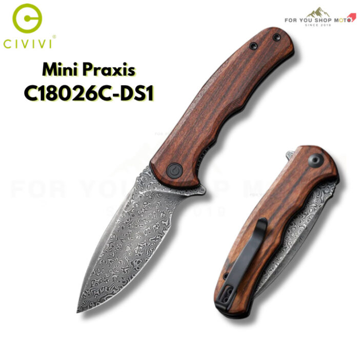 มีดพับ CIVIVI Mini Praxis ใบมีด D2 / Damascus 2.98 นิ้ว ด้าม G10 / Ultem / Wood ระบบ Liner Lock Flipper Knife EDC