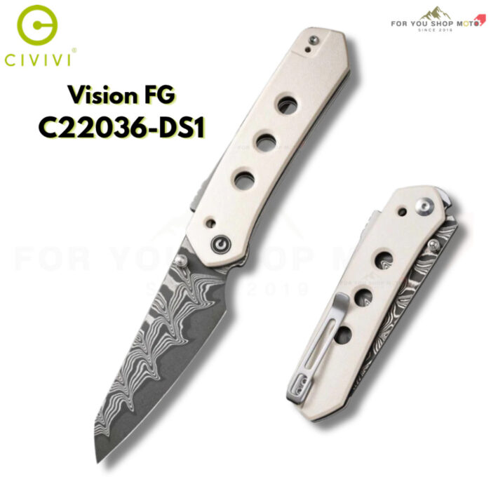 มีดพับ CIVIVI Vision FG EDC ใบมีด Nitro-V / Damascus 3.54 นิ้ว ด้าม G10 / Micarta / Ultem / Lexan Thumb Stud & Superlock