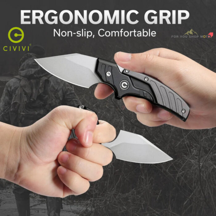 มีดพก CIVIVI Typhoeus Adjustable Fixed Blade ใบมีด 14C28N / Damascus 2.27 นิ้ว Dagger ด้าม G10 / Aluminum พร้อมซองหนังดำ