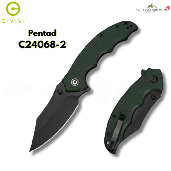 [New] มีดพับ CIVIVI Pentad ใบมีด Nitro-V / Damascus 3.48 นิ้ว ด้าม G10 / Micarta รุ่นใหม่ Flipper & Thumb Stud C24068