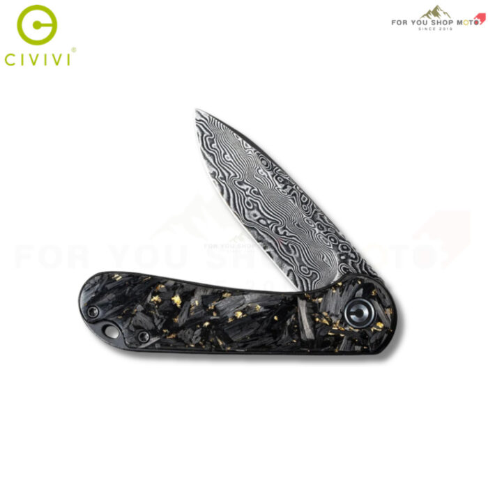 มีดพับ CIVIVI Elementum ใบมีด Damascus 2.96 นิ้ว ด้าม Carbon Fiber & Resin ระบบ Liner Lock Flipper Knife รุ่น C907C-DS