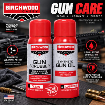 Birchwood Casey Gun Scrubber & Synthetic Gun Oil 10oz ชุดเซ็ตสเปรย์ทำความสะอาดและน้ำมันหล่อลื่น 1ชุด (2กระป๋อง) USA 100%