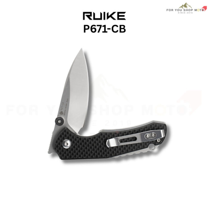 มีดพับ Ruike Knife P671-CB Front Flipper 2.75" เหล็ก 14C28N ด้าม Carbon Fiber ล็อค Liner Lock ของแท้ 100%