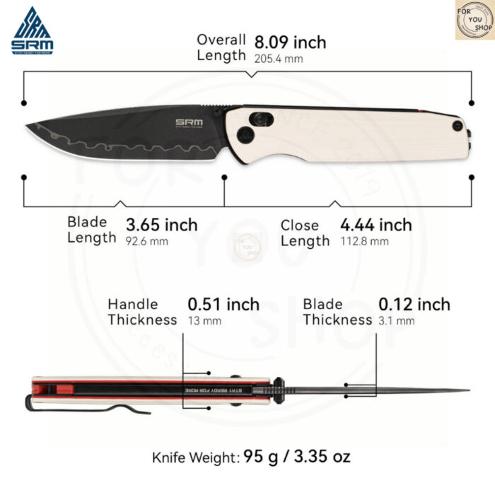มีดพับ SRM Terrier 258L ใบมีด D2 / 140Cr Laminated 3.65 นิ้ว ด้าม G10 / Micarta ระบบ Crossbar Lock