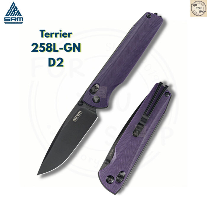 มีดพับ SRM Terrier 258L ใบมีด D2 / 140Cr Laminated 3.65 นิ้ว ด้าม G10 / Micarta ระบบ Crossbar Lock